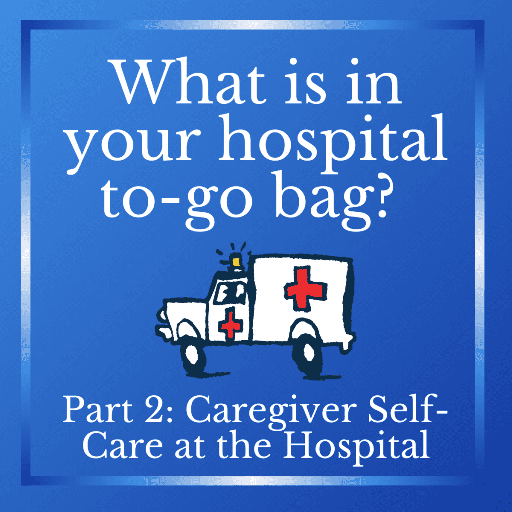 What's in Your Hospital to-go Bag? Cartoon image of an ambulance